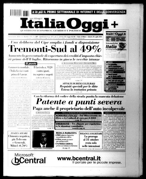 Italia oggi : quotidiano di economia finanza e politica